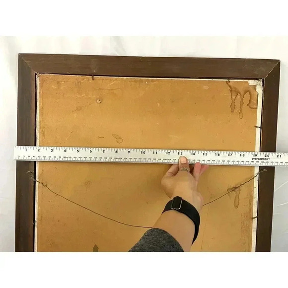 VTG Colorful Trippy Mushroom Acrylic Painting 1970's Landscape 21"x 27.5" - Picture 8 of 9